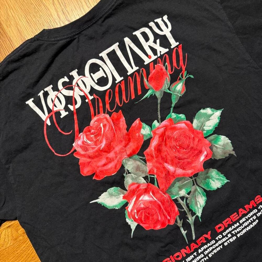 NOVAMEN Visionary Dreaming Rose Graphic T-Shirt Black Large